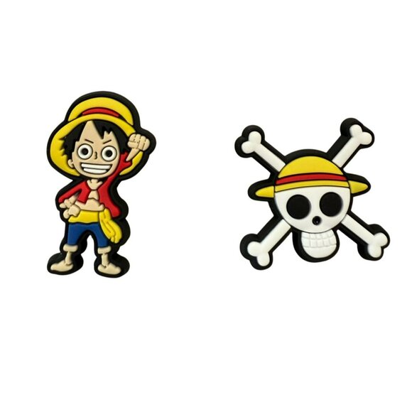 Monkey D. Luffy Anime Croc Charms Jibbitz Set Of 2 Straw Hat Pirate - Picture 1 of 4